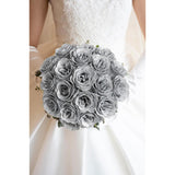 Silver Roses,30Pcs Glitter Roses Flowers Artificial Roses With Stems For Crafts Wedding Bouquet Party Home Decor(Silver)