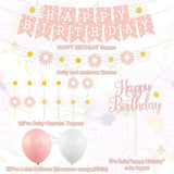 Daisy Flower Birthday Party Decorations, Daisy Happy Birthday Banner Daisy Flower Birthday Cake Cupcake Toppers For Hippie Themed Daisy Party Girl Baby Shower Birthday Boho Daisy Birthday Supplies