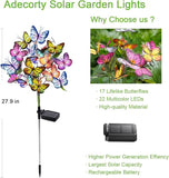 2 Pack Solar Butterfly Flower Garden Lights 44 LED Waterproof Decorative Yard Patio Lights