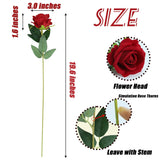 15Pcs Red Artificial Roses Silk Flowers Fake Roses Realistic Bouquet Long Stem With Gift Box For Mother'S Gift Day Home Party Wedding Decorations