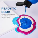 18 Colors 8.45Oz Metallic Acrylic Pour Paint Supplies Kit, Large Volume Ready To Pour Premixed High Flow Pouring Paint Set With Silicone Pouring Oil, Gloves, Instructions For Beginner Diy