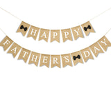 Happy Father's Day Banner Fathers Day Bow Tie Burlap Hanging Banner Garland Rustic Party Decoration for Dad Daddy Birthday Indoor Outdoor Mantel Fireplace Decor Supplies