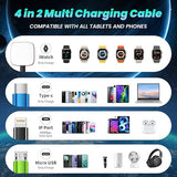 2 Pack 5FT Multi Charging Cable with Apple Watch Charger for Travel iPhone USB C Devices
