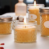 3Pcs Beeswax Candle In Glass, 3Oz,Over 21H Burn Time, Elegant And Natural Home Lighting,Unscented Beeswax-Raw