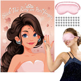 42 Pcs Pin The Ring On The Bride Bridal Shower Bachelorette Party Night Party Games Pin Game With Rose Gold Bridal Poster Ring Stickers Blindfold For Women Wedding Engagement