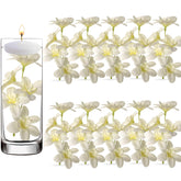 10 Pcs Artificial Flowers For Floating Candles Centerpiece Orchid Faux Flower Vase Fillers For Birthday Wedding Dinning Table Party Home Bar Restaurant Decor (Milky White)