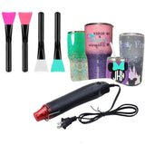 5Pcs Bubble Buster Tool For Making Epoxy Glitter Tumblers, Protable Heat Gun For Diy Acrylic Resin Cups Tumblers To Remove Air Bubbles,4Pcs Magic Epoxy Brushes For Even Smooth, Ideal To Bling (Pink)
