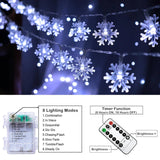 Christmas Snowflake String Lights, 20 Ft 40 Led Battery Operated Fairy Lights With Remote, 8 Modes Timer Hanging Decor F
