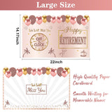 Happy Retirement Party Decorations Card For Women, Pink Rose Gold Large Retirement Card With Envelope, Jumbo Happy Retired Guest Book Greeting Card, Giant Farewell Retired Card Gifts