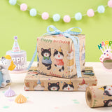 Birthday Wrapping Paper Roll For Boys Girls, Mini Roll, Adorable Cat Kitty Gift Wrap Paper, Colorful Happy Birthday Kraft Paper For Kids' Birthday, Cat Lovers Celebrations, 17 In X 16.4 Ft