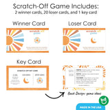 Big Dot of Happiness Retro Sunshine Baby Shower Scratchers, Here Comes The Son Boy Boho Party Game Scratch Off Cards - 22 Count
