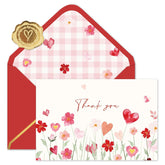 24 Pack Valentine'S Day Thank You Cards With Envelope Stickers Watercolor Floral Heart Greeting Cards Red Pink Flower Blank Note Card For Wedding Bridal Shower, 4 X 6 Inch