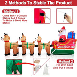 12 Feet Long Christmas Inflatable Decorations Outdoor Led Lighted Santa Claus On Sleigh Three Reindeer Deer Gift Box Blo