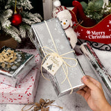 Snowflake Christmas Wrapping Paper - 17 Inch X 32.8 Feet Mini Roll - Candy Cane Metallic Shiny Silver Gift Wrap Paper For Holiday Shower Party Celebration