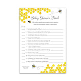 Bee Baby Shower Feud Game — Pack Of 25 — Fun Shower Family Feud Games, Mommy To Bee Bumble Bee Yellow Honeybee Bumblebee Rustic Gender Neutral Baby Shower Fued Activity G620-Bsf