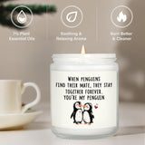Craftique Valentines Day Gifts for Her, Him- Romantic Penguin Candle- Anniversary Birthday Gifts for Girlfriend Boyfriend, I Love You Gift for Her Him Wife Husband, Lavender, 7oz