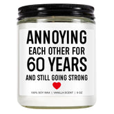 Funny Scented Candle, 60Th Wedding Anniversary Decorations, 60Th Anniversary, Gifts For Couples, Parents, 60 Year Anniv. Diamond Presents For Women, Men, Grandparents, Friends, Wife, Husband