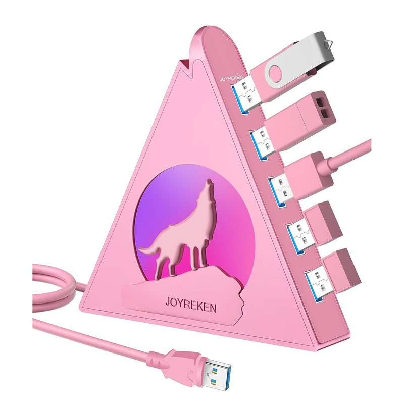 Howling Wolf Usb Hub - 7 Usb 3.0 Ports - Pink - Plug And Play - 2Ft/1.2M Long