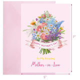 Happy Mothers Day Card For Mother In Law To Mother-In-Law 1 Pcs With Envelope Message Inside 5X7 Inch Mother'S Day Gifts Gift