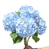 5Pcs 20'' Blue Artificial Hydrangea Flowers Latex Faux Hydrangeas Real Touch Silk Hydrangea With Stems For Home Decor Weddings Table Floral Arrangements Centerpieces Party Decorations