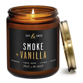 Smoke And Vanilla Candle I Scented Black Candles For Men Or Women - Fire Wood, Vanilla & Smoke Soy Wax Mens Candle - Infused W/Essential Oils | Long-Lasting 50Hr Burn, 9Oz I Non Toxic I Made In Usa