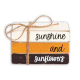 Farmhouse Wood Book Stack - Sunshine And Sunflowers Book Bundle, Tiered Tray Decor,Home Decor, Farmhouse Book Stack, Handmade Decor (Sunflower Decor)