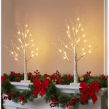 Valentines Day Decorations 2Pack Birch Tree With Hanging Heart-Shaped Ornaments, Lighted Artificial Trees With 24 Led Pink&Red Lights, Light Up Twig Tabletop Battery Operated For Home Indoor Table