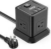 Power Strip with USB C 4 Outlets 4 USB Ports 5FT Flat Plug Extension Cord ETL Listed Black