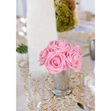 Pink Glitter Roses 30Pcs Pink Roses Artificial Flowers With Glitter 2.56" Artificial Roses With Stems Fake Pink Roses For Baby Shower Decorations Flower Centerpieces For Table (Pink)