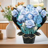 Pop Up Flower Cards, Blue Rose Bouquet 3D Greeting Card Birthday Card For Women With Blank Notes And Envelope, Anniversary, Congratulations, Get Well Gifts Card For All Occasion