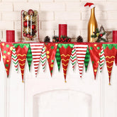 Christmas Mantel Decor Christmas Mantel Scarf Banner Christmas Red Green Fireplace Mantel Cover Runner Garland Decorations For Xmas Holiday Seasonal Winter Party Supplies, 85 X 25 Inch