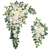 Wedding Arch Flowers,Artificial Flower Arch Decor,2Pcs Artificial Flower Arrangement For Wedding Decor Reception Backdrop Floral Decorations (White)