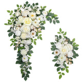 Wedding Arch Flowers,Artificial Flower Arch Decor,2Pcs Artificial Flower Arrangement For Wedding Decor Reception Backdrop Floral Decorations (White)