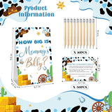 How Big Is Mommy’S Belly Baby Shower Game Set, 64 Pcs Cowboy Western Guessing Game With 50 Cards, 10 Mini Pencils, And 3 Measuring Tapes, Fun Baby Shower Activity For Boy Gender Reveal Or Rodeo Party