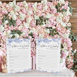 Advice And Wishes For The Mr And Mrs, Bridal Shower Games, Blue Floral Bridal Shower Cards-30 Guests, Wedding Shower Games, Something Blue Before I Do Decorations-Hlyxb02