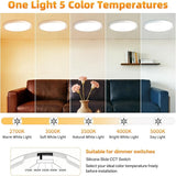 16 Inch Ultra Slim LED Ceiling Light 3400LM 5CCT Dimmable Flush Mount Fixture