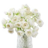 24 Pcs Ranunculus White Fake Flowers, Faux Flowers Bouquet With Long Trimmable Stems For Wedding Home Decor, Artificial Flowers For Decoration Centerpieces Bridal Shower Arrangements