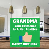 Funny Birthday Cards For Grandma - Your Existence - Joke Happy Birthday Card For Grandma From Grandson Granddaughter, Banter Birthday Gifts, 5.7 X 5.7 Inch Rude Greeting Cards For Grandma