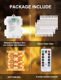 33FT Photo Clip String Lights 100 LED Battery Operated Fairy Lights with Remote 50 Clear Clips 8 Modes for Bedroom Wall Decor
