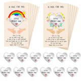 40 Sets Little Heart Pocket Hug Token Metal Heart Token Hug Card Greeting Cards Keepsake For Friends Colleagues Family Distance Social Present During Lockdown (Silver)