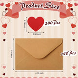 240 Pcs Valentine'S Day Mini Envelopes With 240 Pcs Blank Heart Shaped Greeting Cards 4.13 X 2.76 Inch Diy Small Enclosure Card Blank Gift Note For Valentines Anniversary(Red Heart)