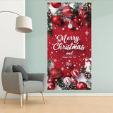 Merry Christmas Door Banner 35X71 Inch Red Christmas Front Door Cover With Snowflakes And Lettering For Xmas Winter Seasonal Holiday Party Porch Wall Hanging New Year Entryway Decoration