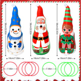 Christmas Games Gifts For Kids & Family, Christmas Inflatable Ring Toss Game Set, Roly-Poly Santa, Snowman & Elf Toys, Office Party Favors Supplies Stocking Stuffers, Xmas Indoor Outdoor Carnival