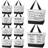 10 Pcs Christmas Christian Tote Bags Bulk Canvas Bible Tote Large Religious Gift Bags Inspirational Gifts For Xmas Women Mothers Church Teacher Birthday(White, Black)