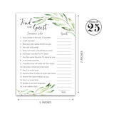 Greenery — Find The Guest Baby Shower Game — Pack Of 25 — Gender Neutral Baby Shower Game, Succulents Green Olive Branch Icebreaker Baby Shower Party Game, Guess Who Came To The Party Game G320-Ftg