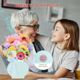 Pop Up Cards, Music&Lights Paper Flower Bouquet With Note Card & Envelope, 10" Diy Flower Bouquet With Sunflowers, Roses, And Butterflies, Includes 6 Sentiment Stickers For Happy Birthday