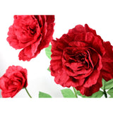 Set Of 3 - Giant Red Velvet Rose Large Handcrafted Artificial Flower Props For Wedding, Home, Party, Event, Backdrop Decoration For Anniversary Birthday Valentine'S Day (Red - Rose Heads Only)
