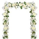 2 Pack Artificial Peony Garland - 6Ft Silk White Peony Flower Arch Vine For Wedding Party Table Decoration