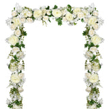 2 Pack Artificial Peony Garland - 6Ft Silk White Peony Flower Arch Vine For Wedding Party Table Decoration