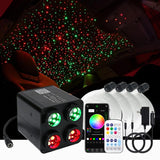 4 Colors 36W Twinkle Starlight Headliner Kit With Bluetooth App+Remote Control, 9.8Ft Total 800Pcs*0.75Mm/0.03In Optical Fiber Cables Music Sync Fiber Optic Star Ceiling Sky Lights For Car Home